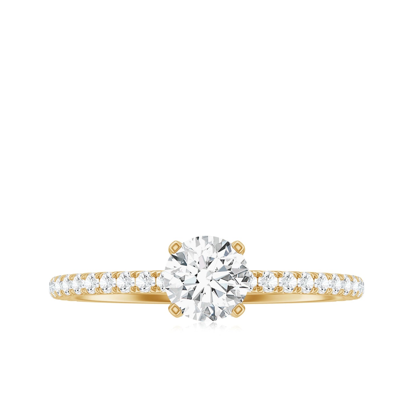 Lab Grown Diamond 5 MM Solitaire Engagement Ring with Side Stones
