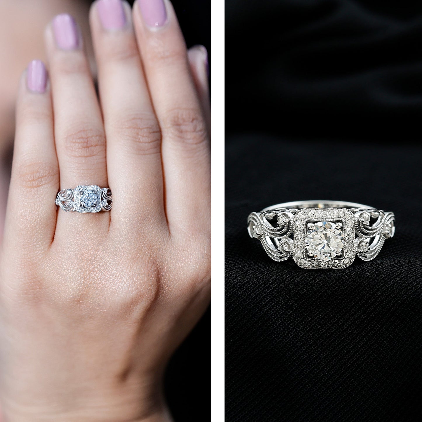 Certified Lab Grown Diamond Art Deco Engagement Ring For Women