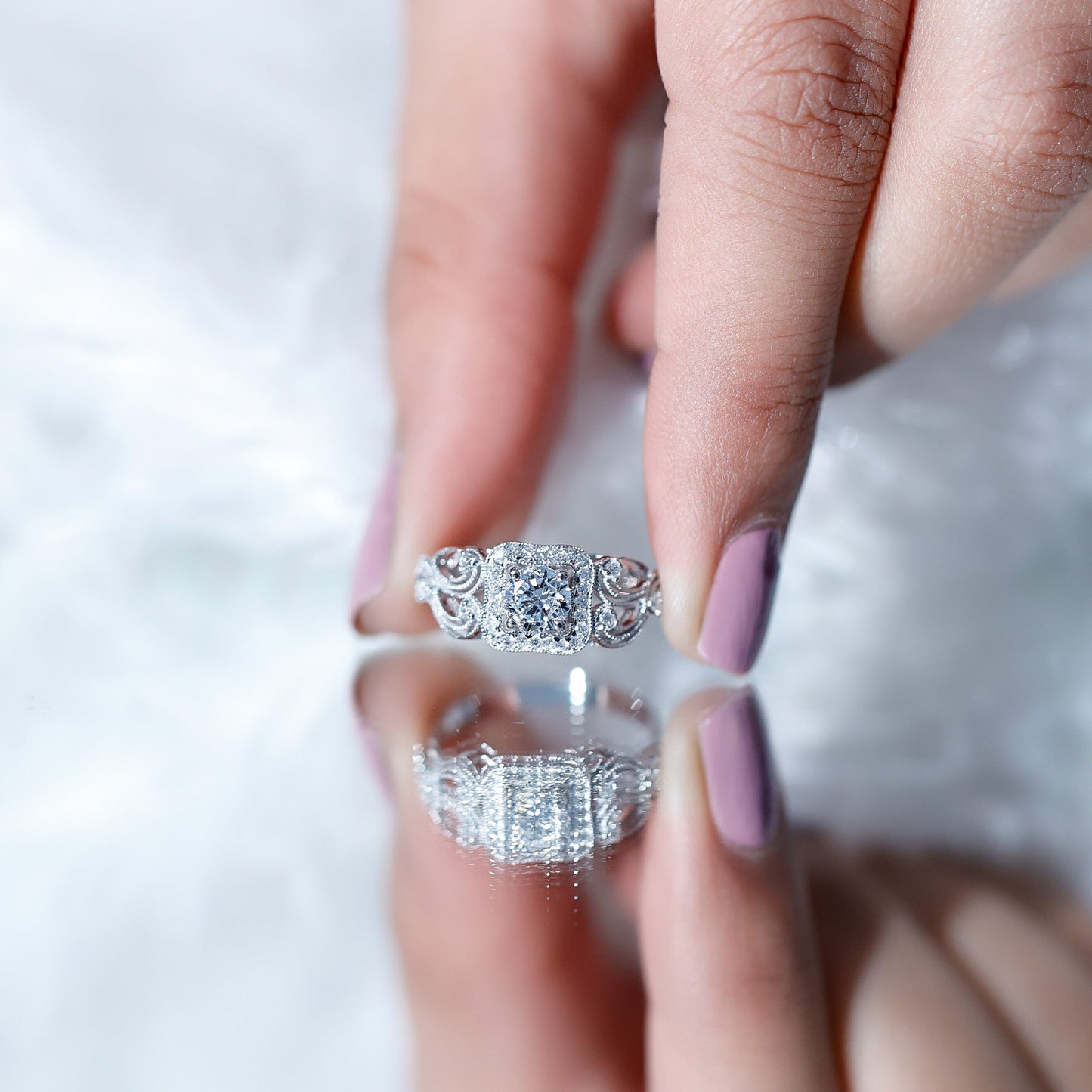Certified Lab Grown Diamond Art Deco Engagement Ring For Women
