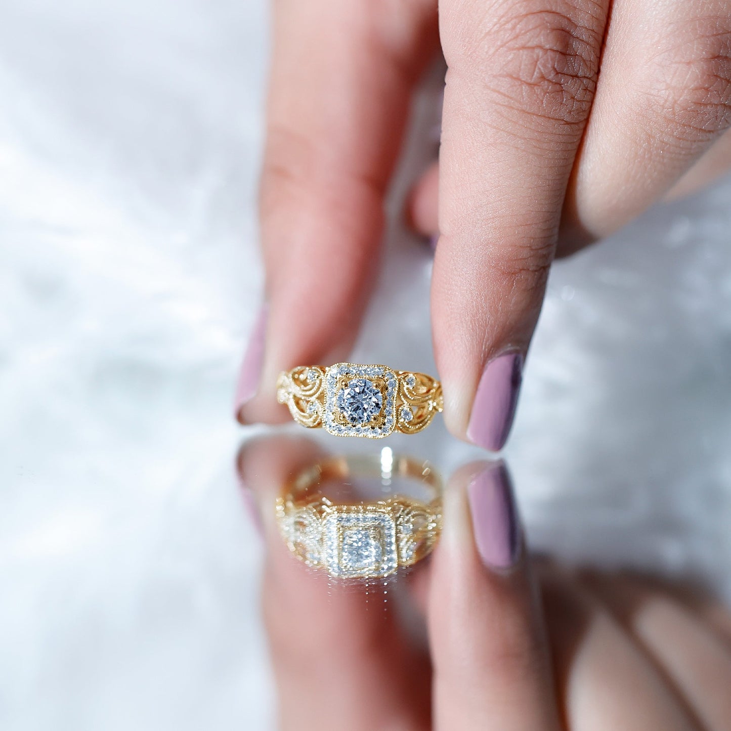 Certified Lab Grown Diamond Art Deco Engagement Ring For Women