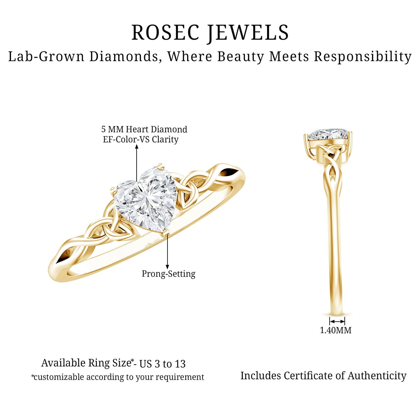 Certified Lab Grown Diamond 5 MM Heart Promise Ring