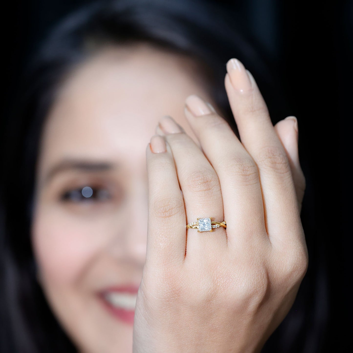 Certified Lab Grown Diamond 6MM Princess Cut Engagement Ring
