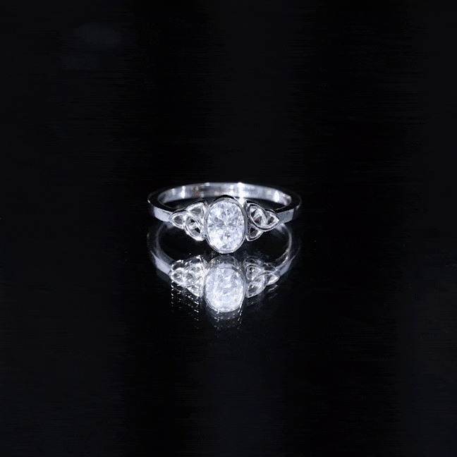 5X7 MM Oval Lab Grown Diamond Celtic Knot Engagement Ring