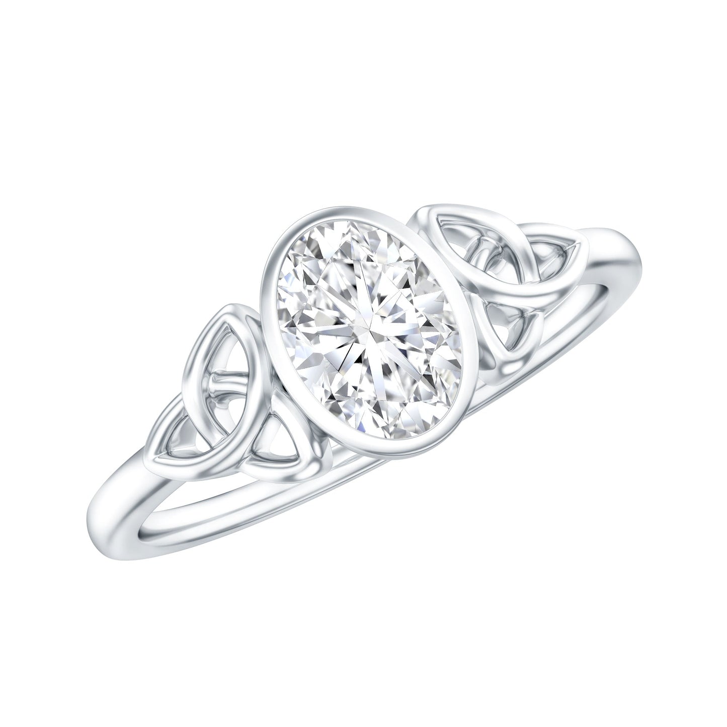 5X7 MM Oval Lab Grown Diamond Celtic Knot Engagement Ring