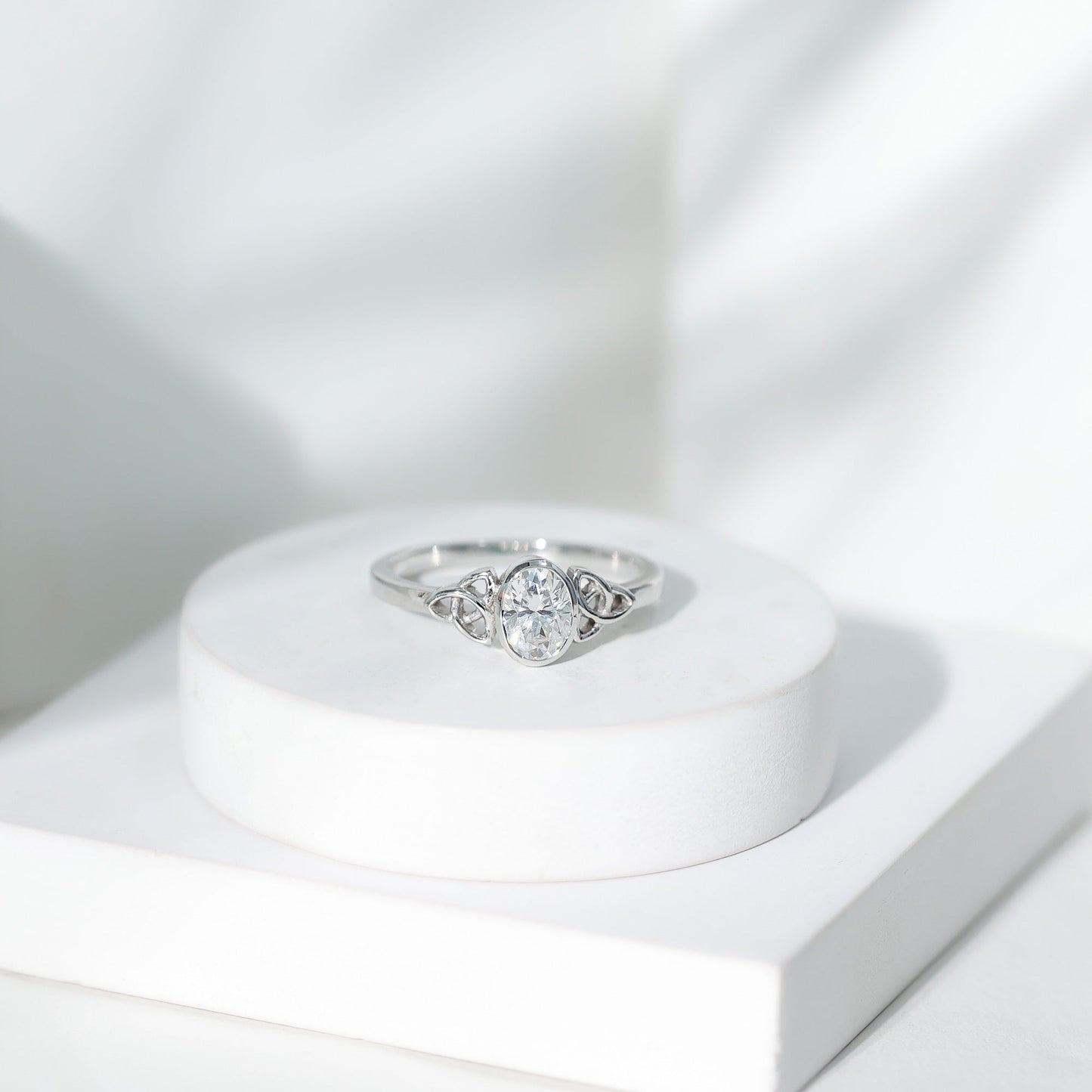 5X7 MM Oval Lab Grown Diamond Celtic Knot Engagement Ring