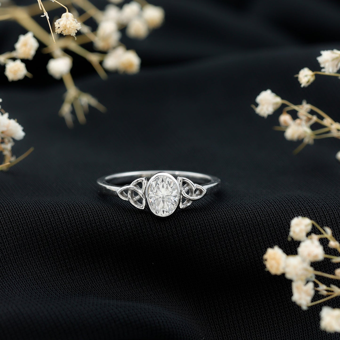 5X7 MM Oval Lab Grown Diamond Celtic Knot Engagement Ring