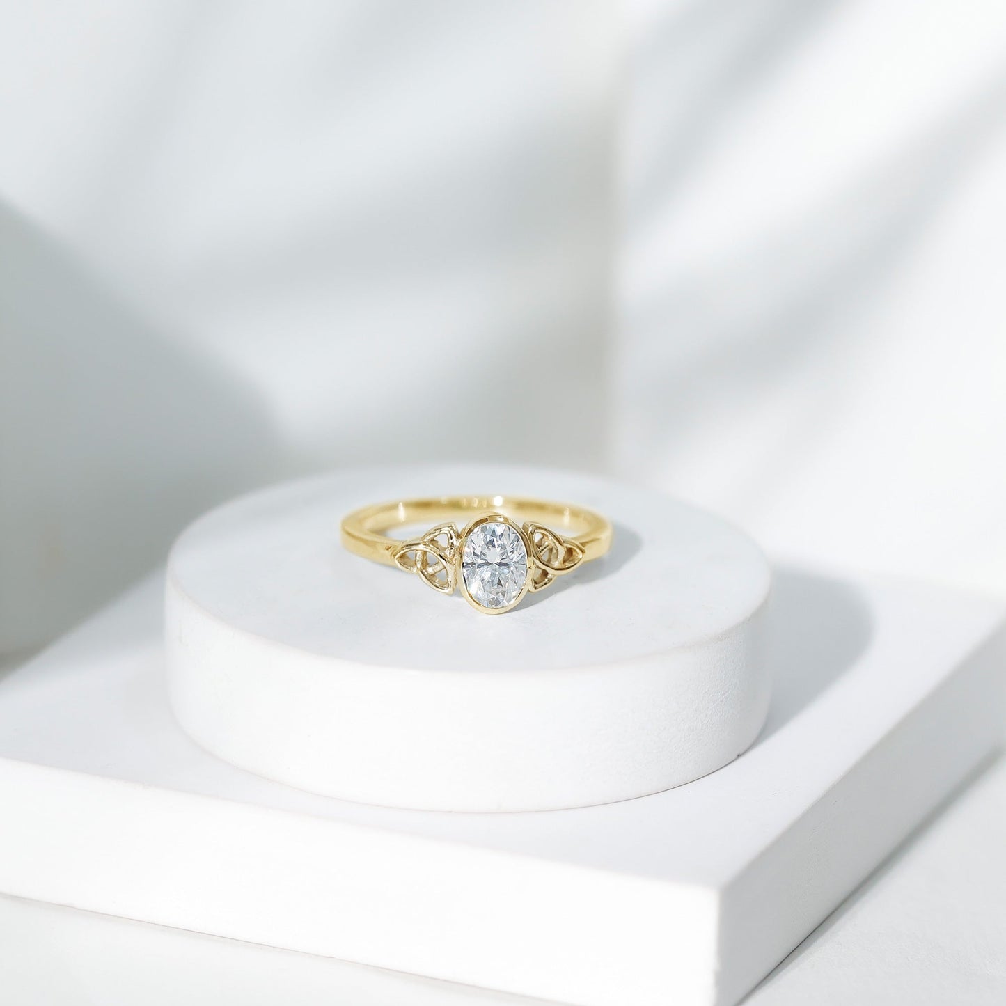 5X7 MM Oval Lab Grown Diamond Celtic Knot Engagement Ring