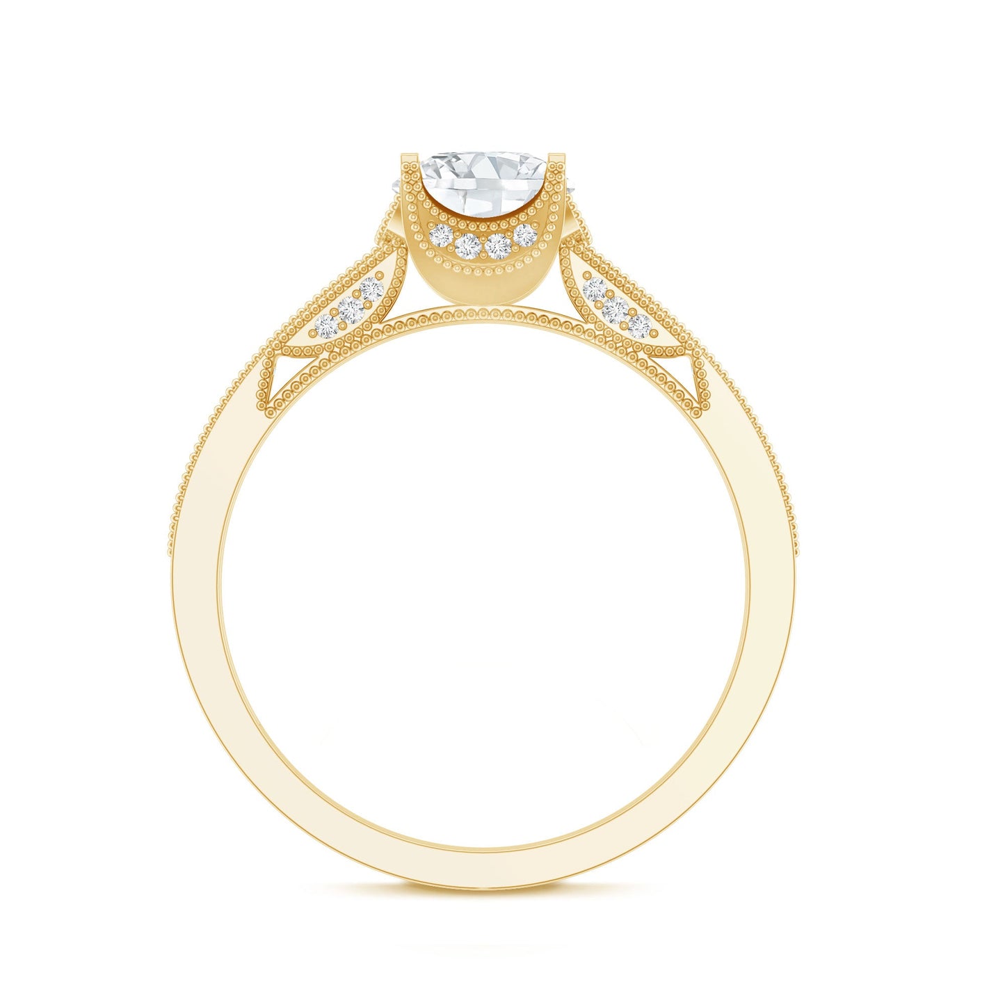 Certified Lab Grown Diamond 6 MM Round Engagement Ring With Side Stones