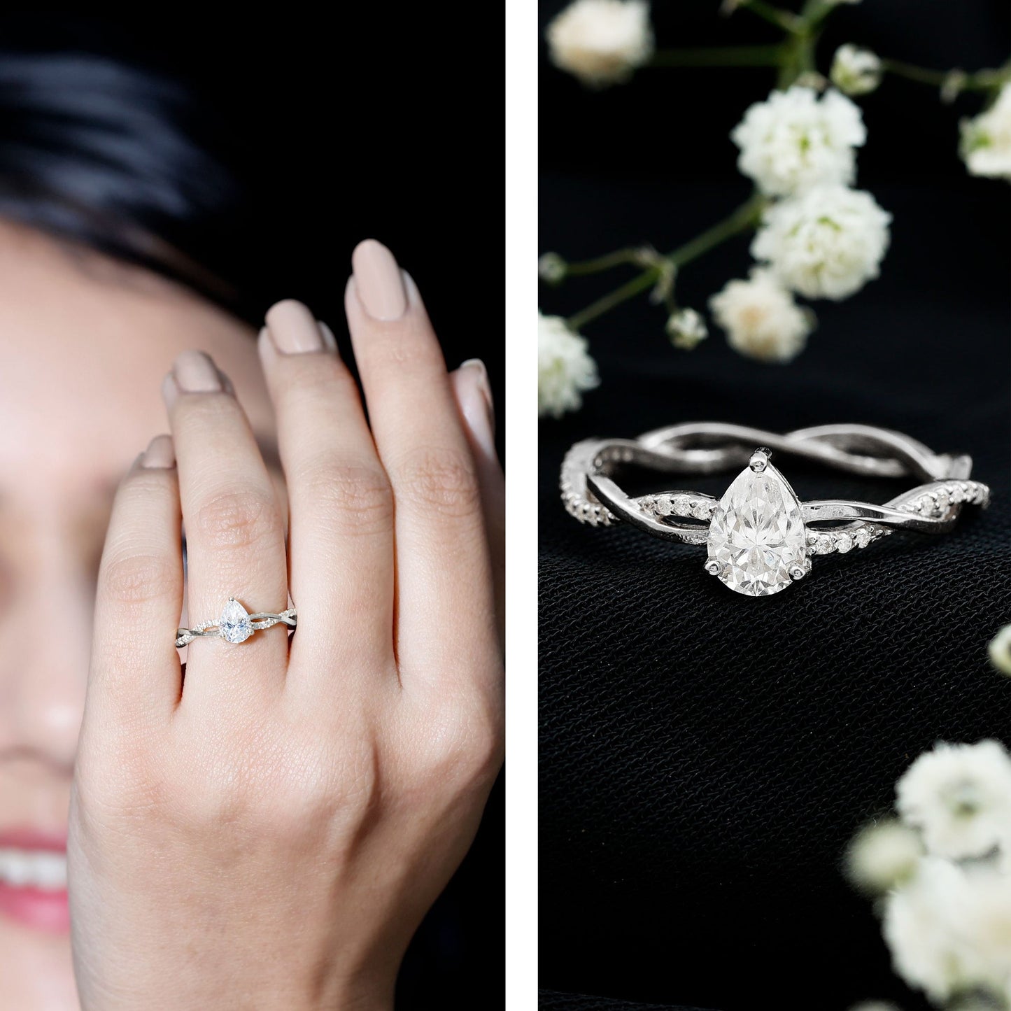 Lab Grown Diamond 5X7 MM Pear Shaped Engagement Ring