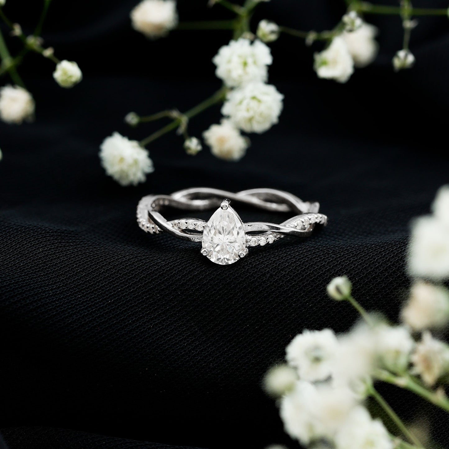 Lab Grown Diamond 5X7 MM Pear Shaped Engagement Ring