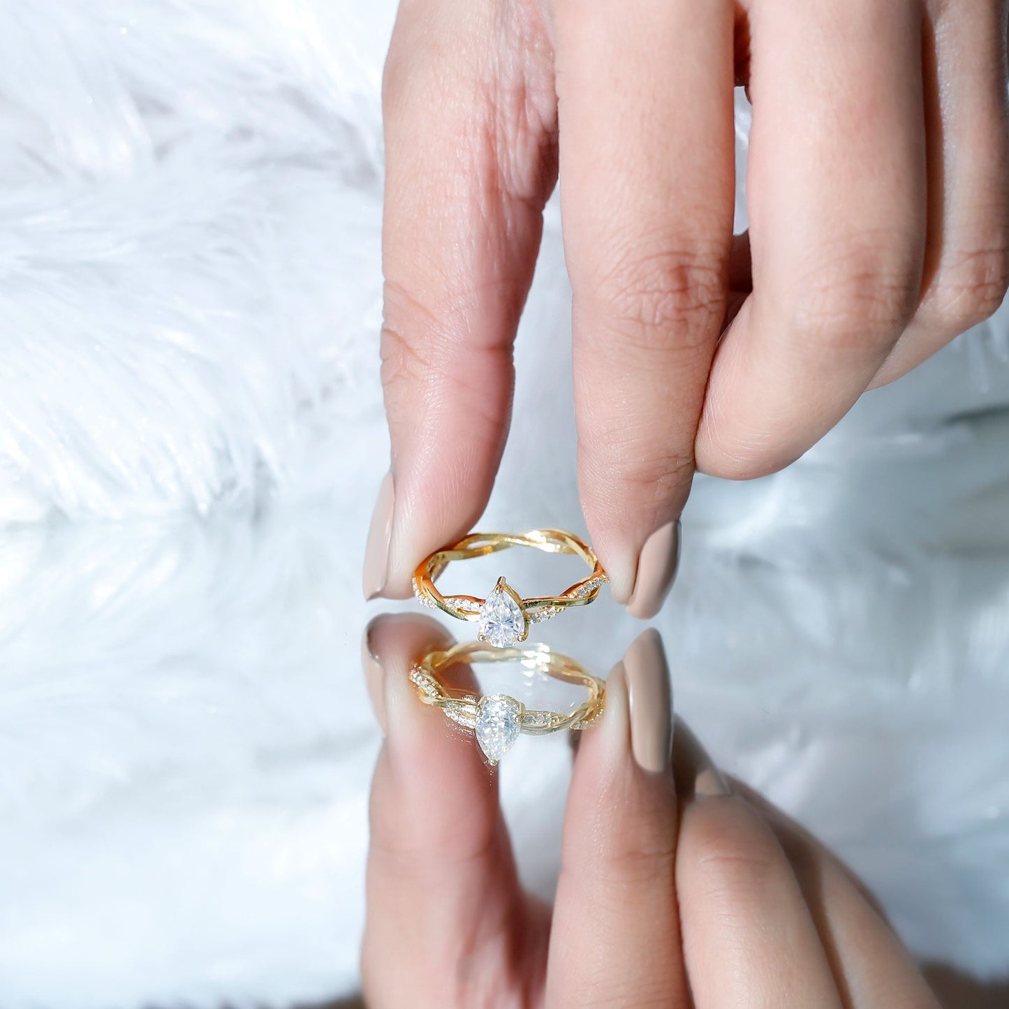 Lab Grown Diamond 5X7 MM Pear Shaped Engagement Ring