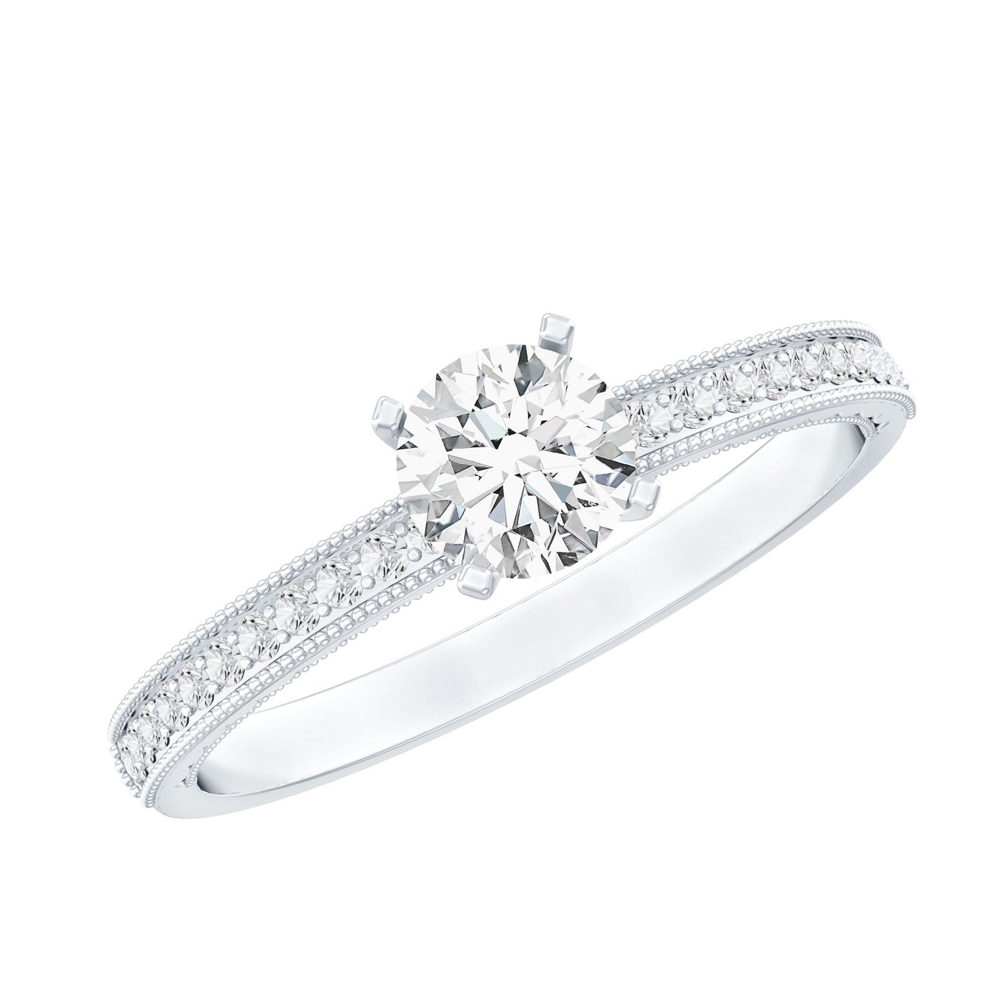 5MM Lab Grown Diamond Engagement Ring With Side Stones