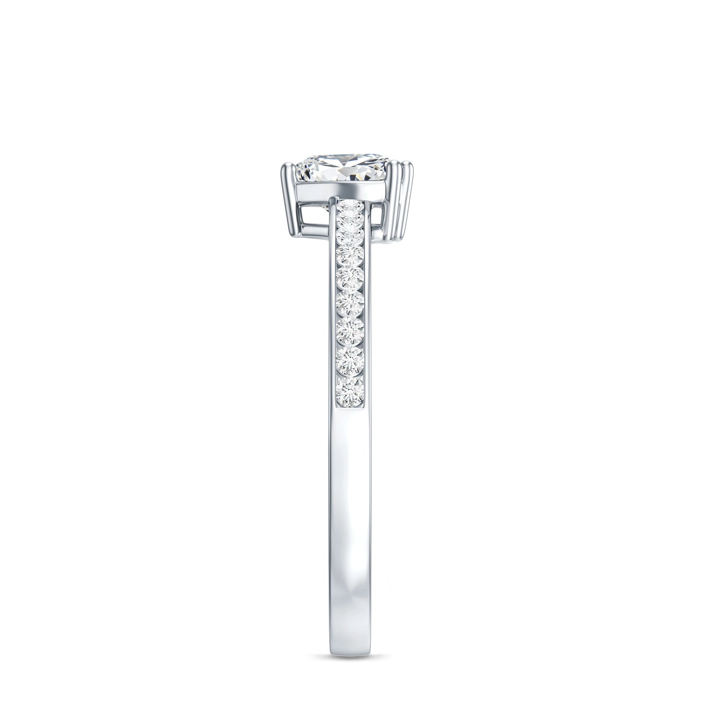 Lab Grown Diamond 5 MM Heart Engagement Ring With Side Stones