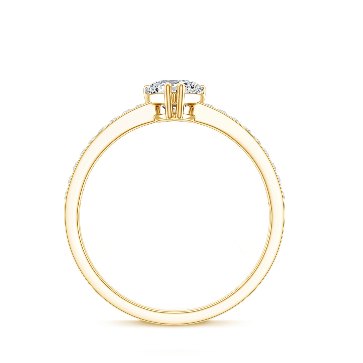 Lab Grown Diamond 5 MM Heart Engagement Ring With Side Stones