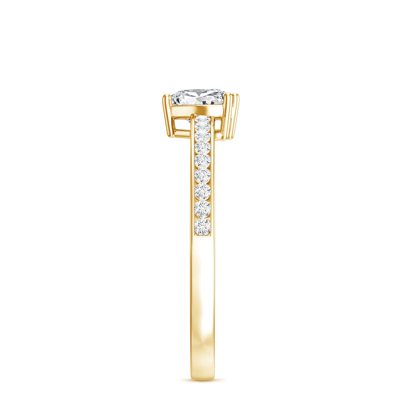Lab Grown Diamond 5 MM Heart Engagement Ring With Side Stones