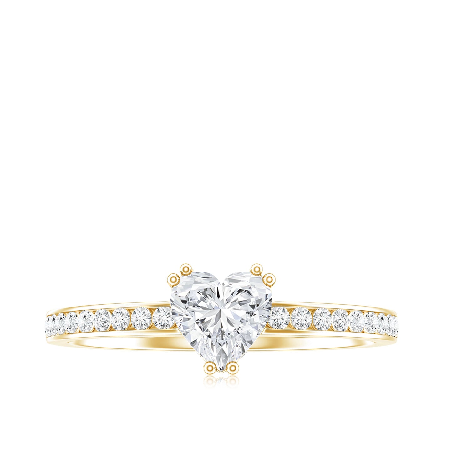 Lab Grown Diamond 5 MM Heart Engagement Ring With Side Stones