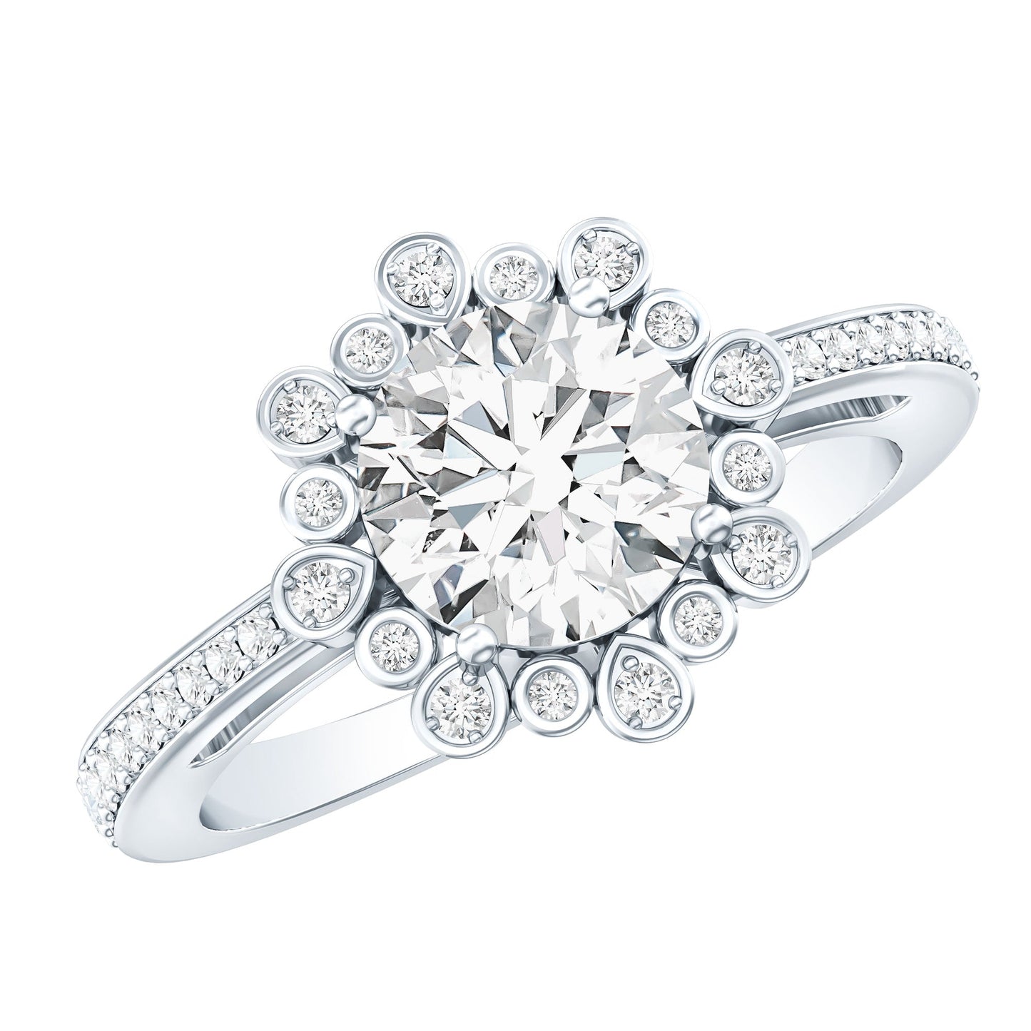 Lab Grown Diamond 8 MM Circle Engagement Ring With Side Stones