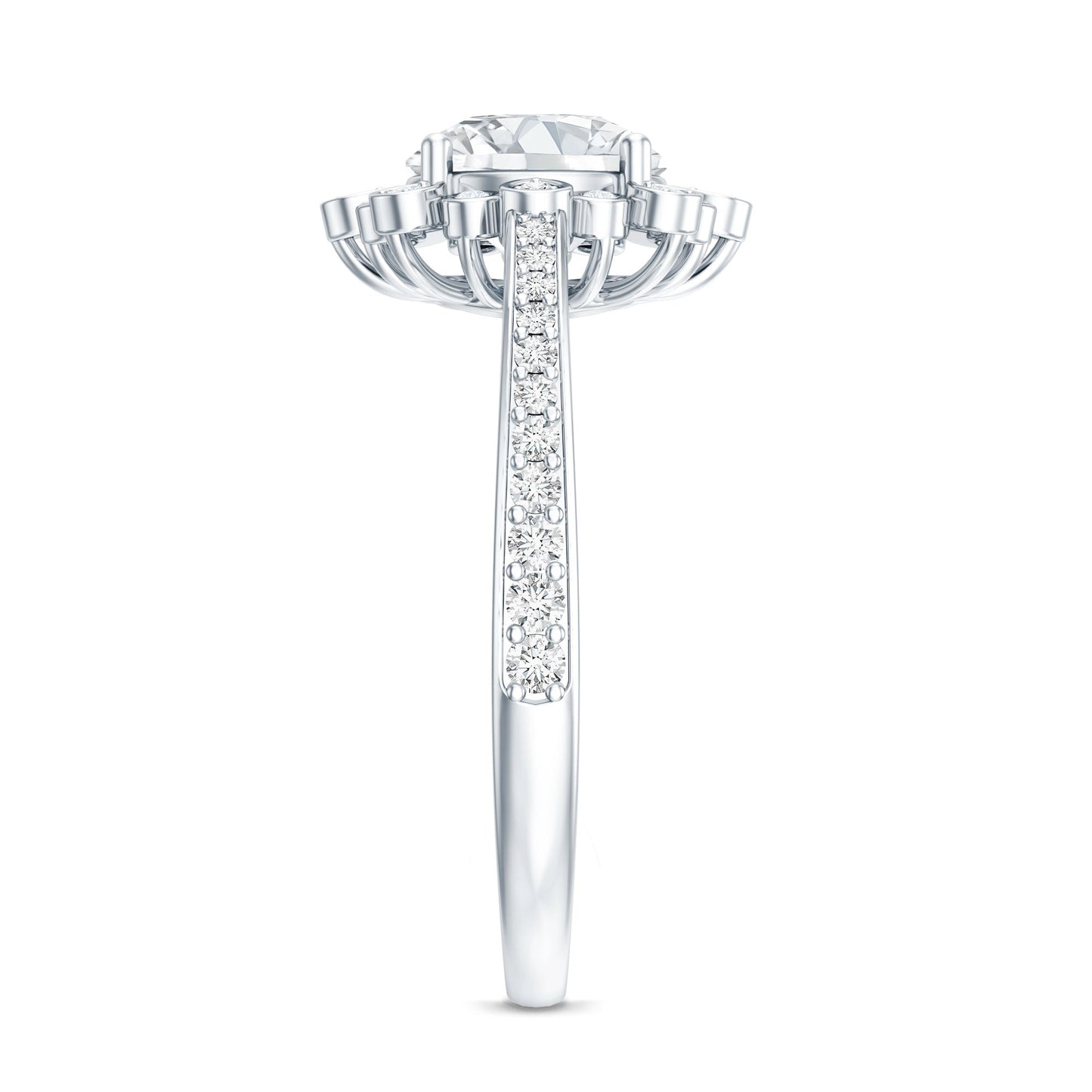 Lab Grown Diamond 8 MM Circle Engagement Ring With Side Stones