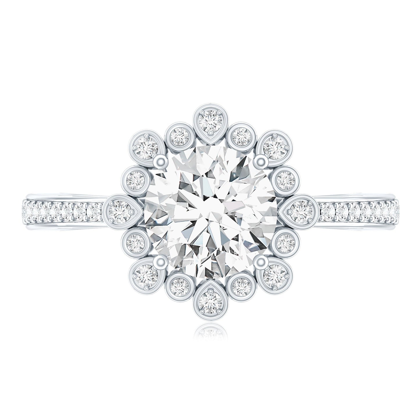 Lab Grown Diamond 8 MM Circle Engagement Ring With Side Stones