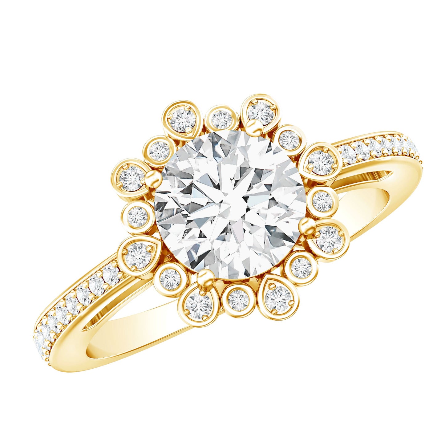 Lab Grown Diamond 8 MM Circle Engagement Ring With Side Stones