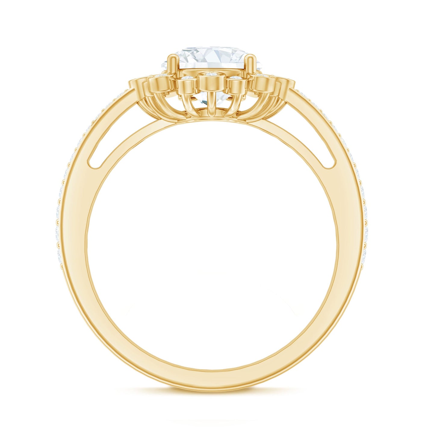 Lab Grown Diamond 8 MM Circle Engagement Ring With Side Stones