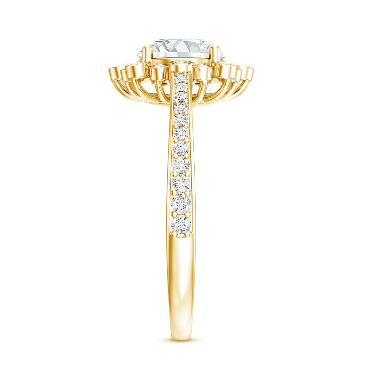 Lab Grown Diamond 8 MM Circle Engagement Ring With Side Stones