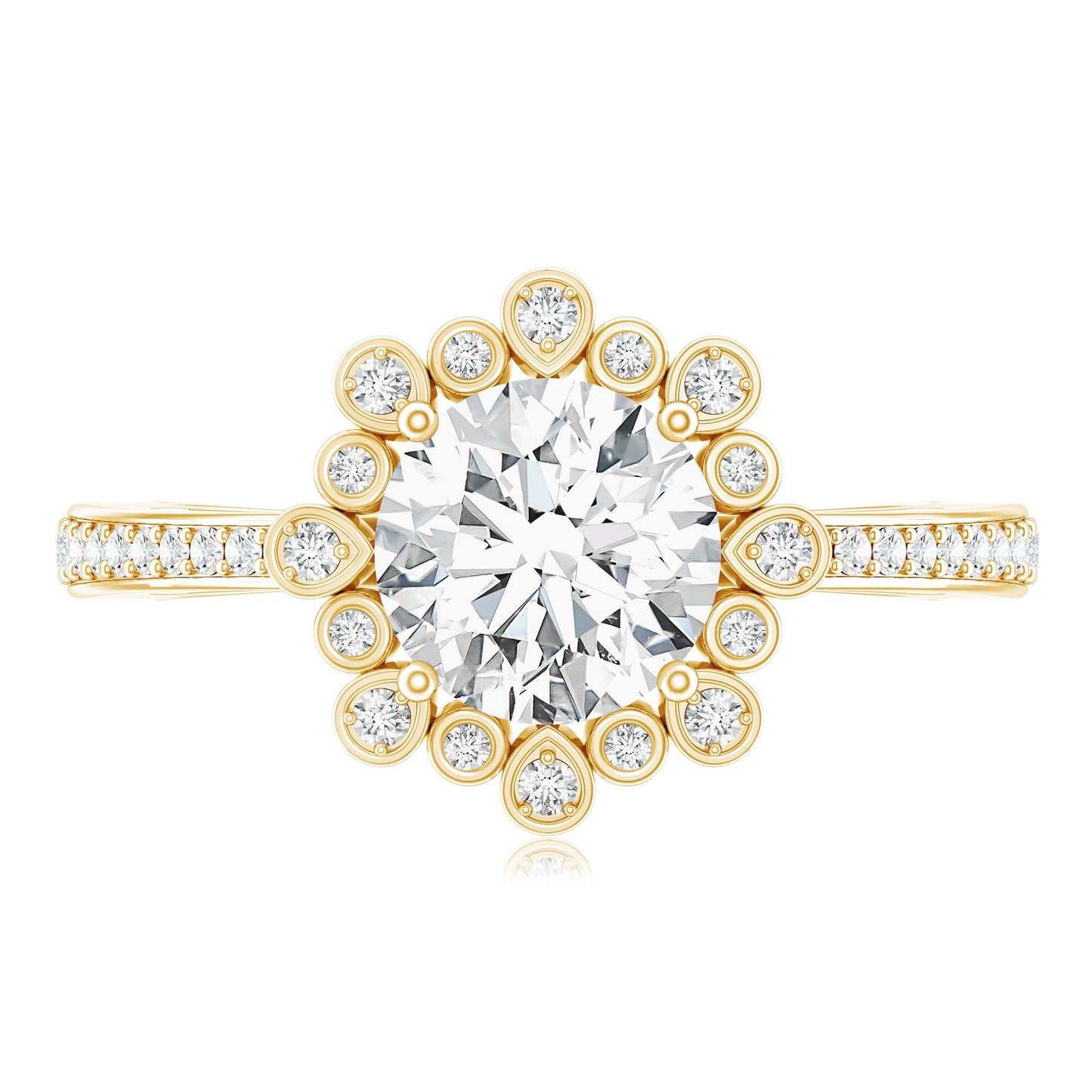 Lab Grown Diamond 8 MM Circle Engagement Ring With Side Stones