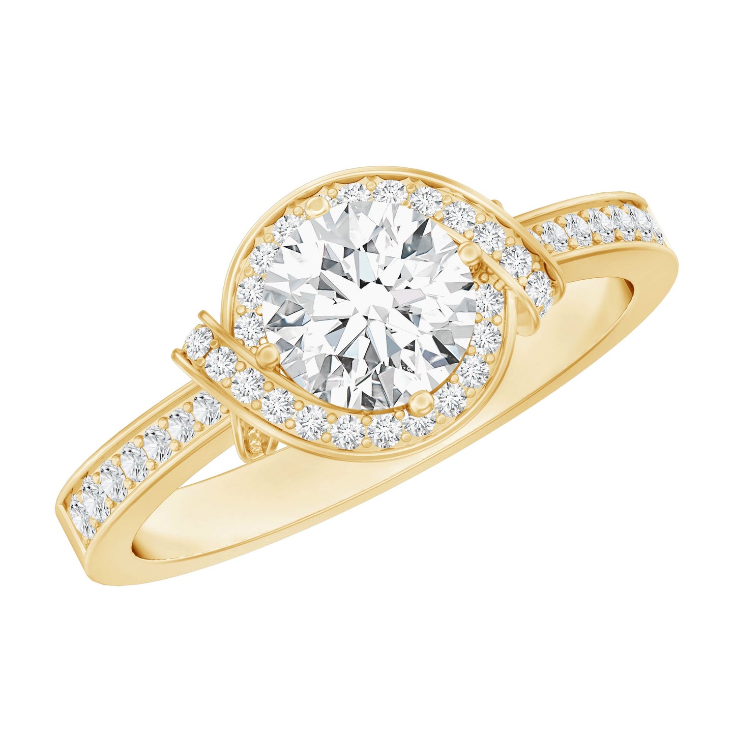 1 Carat Lab Grown Diamond Designer Halo Engagement Ring