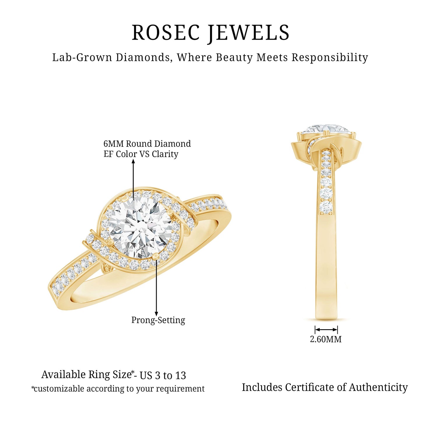 1 Carat Lab Grown Diamond Designer Halo Engagement Ring