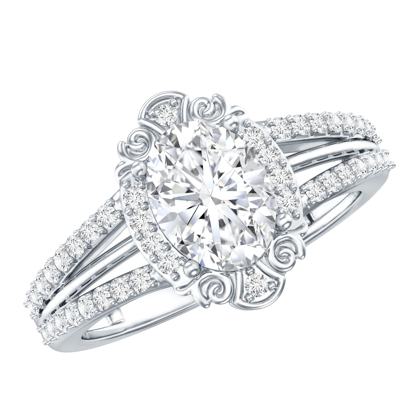 6X8 MM Oval Lab Grown Diamond Vintage Engagement Ring For Women