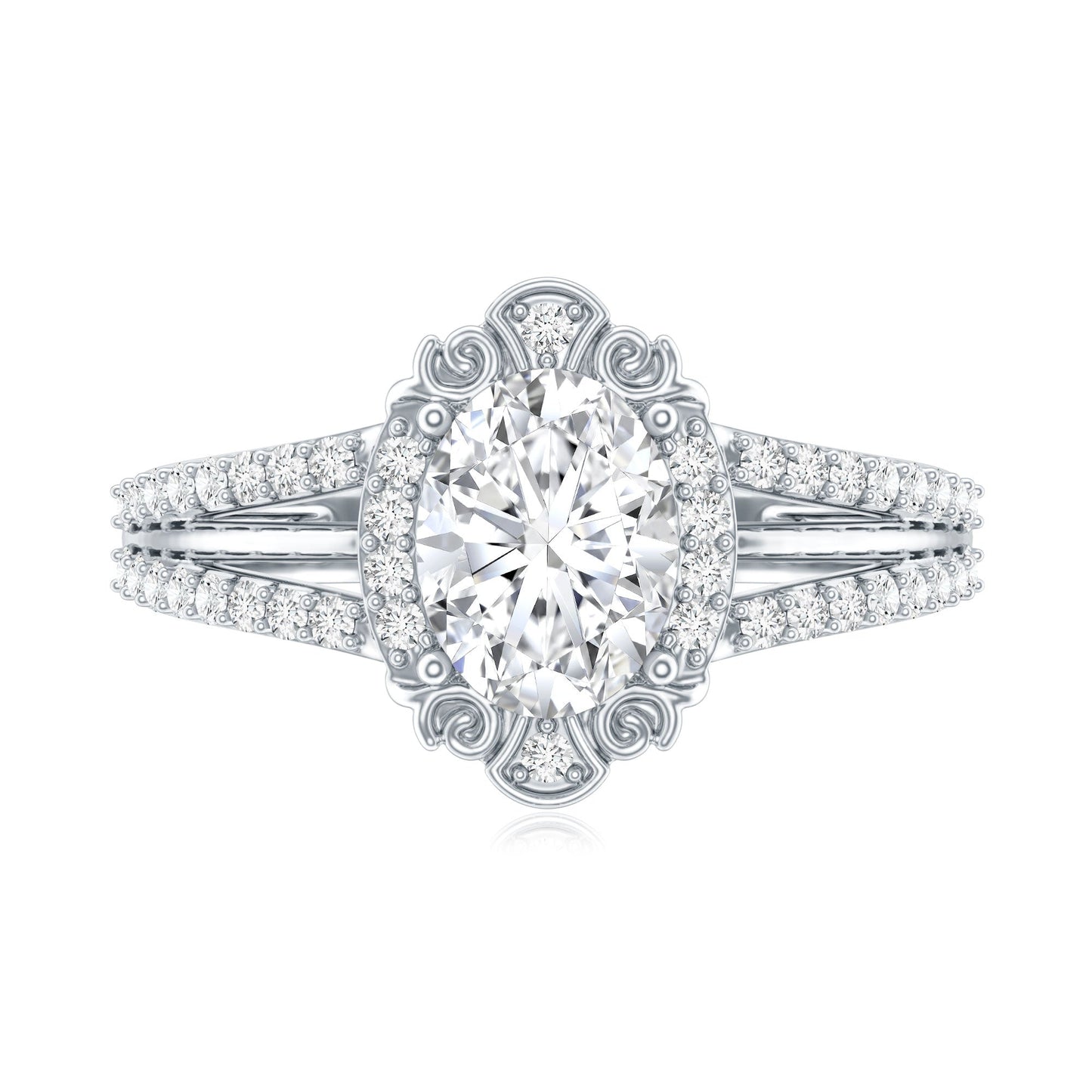 6X8 MM Oval Lab Grown Diamond Vintage Engagement Ring For Women