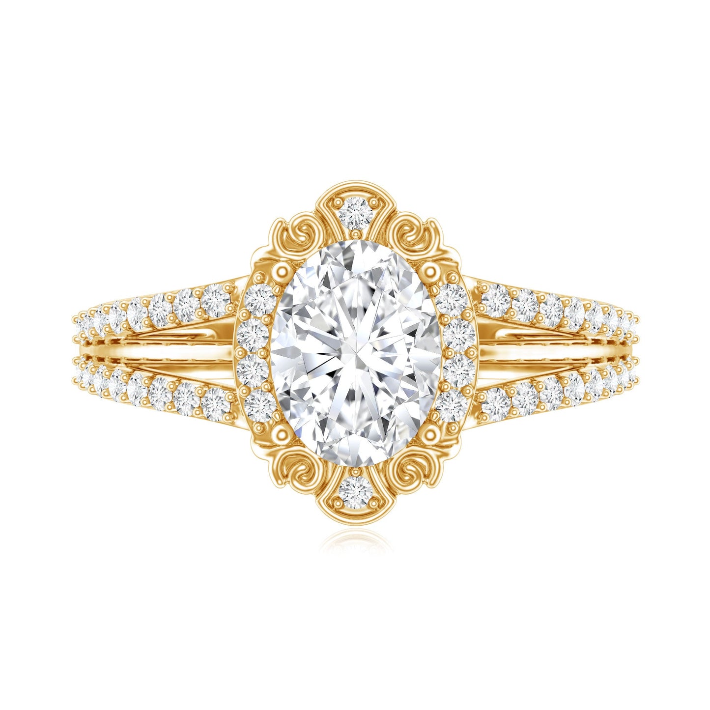 6X8 MM Oval Lab Grown Diamond Vintage Engagement Ring For Women