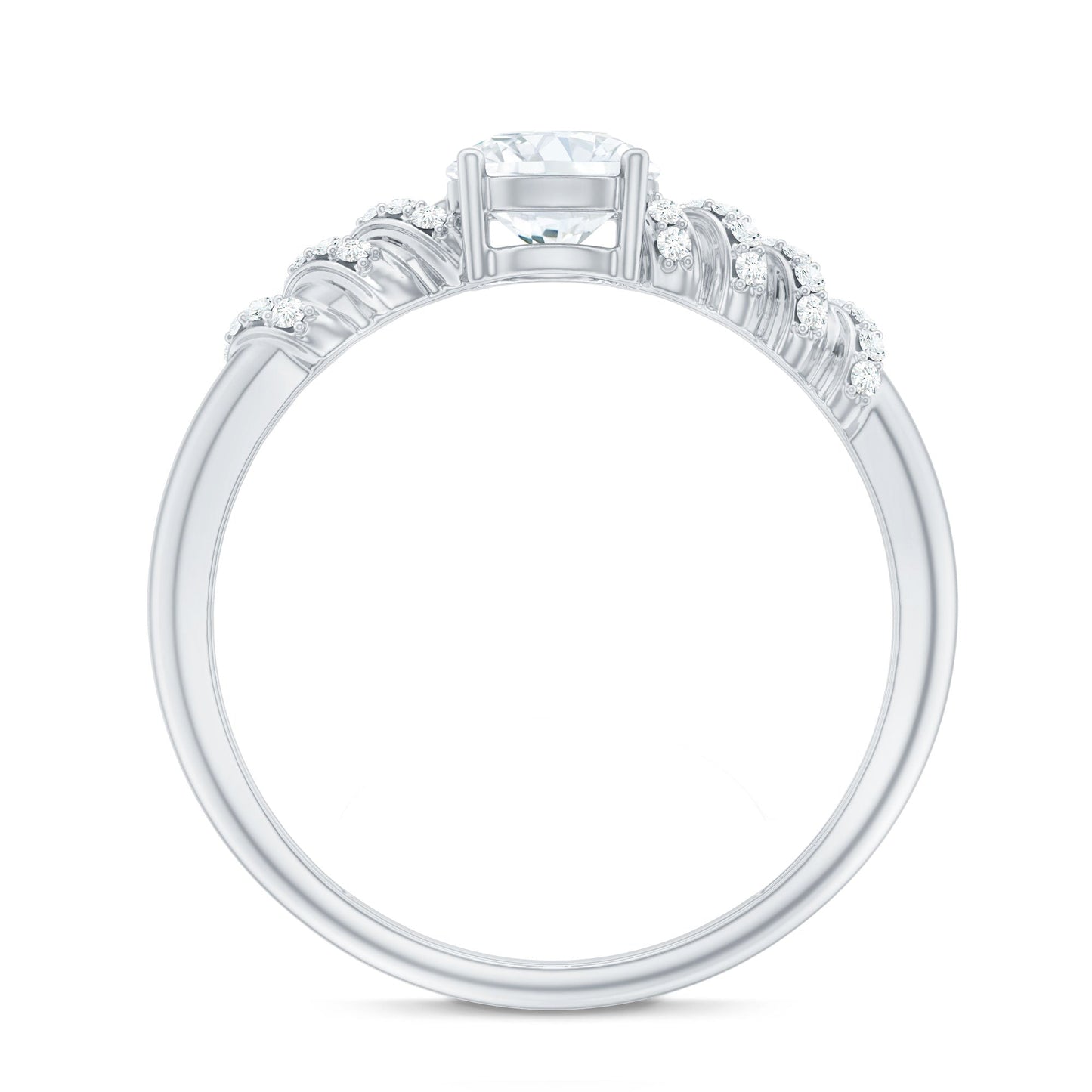 6 MM Lab Grown Diamond Designer Engagement Ring With Side Stones