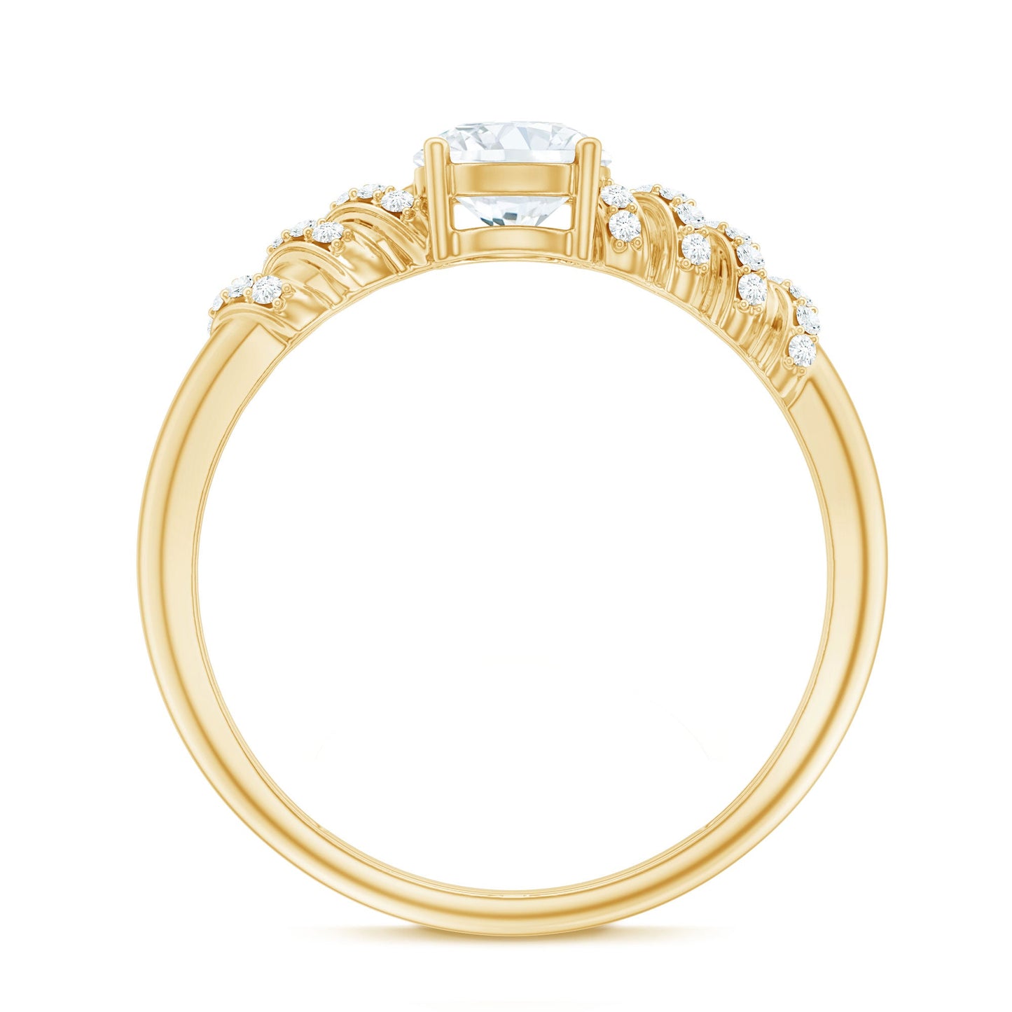 6 MM Lab Grown Diamond Designer Engagement Ring With Side Stones