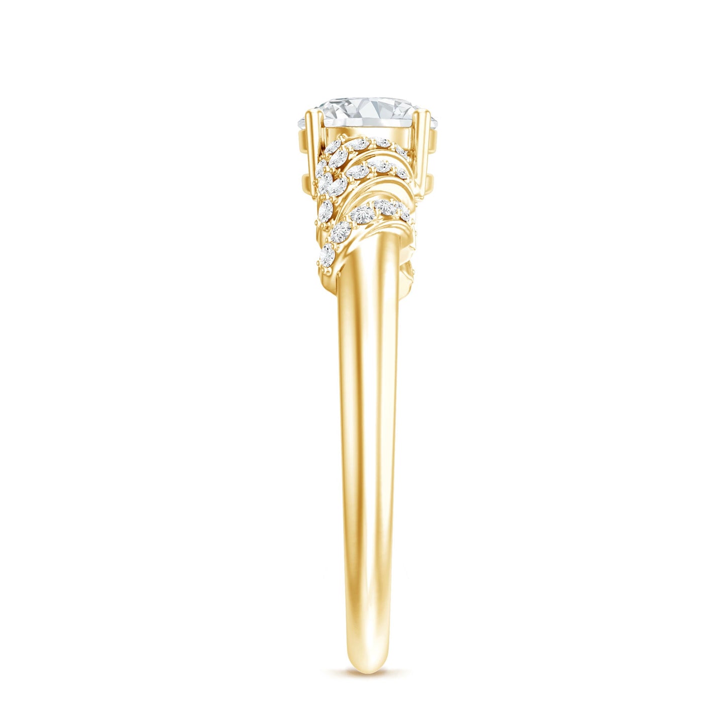6 MM Lab Grown Diamond Designer Engagement Ring With Side Stones