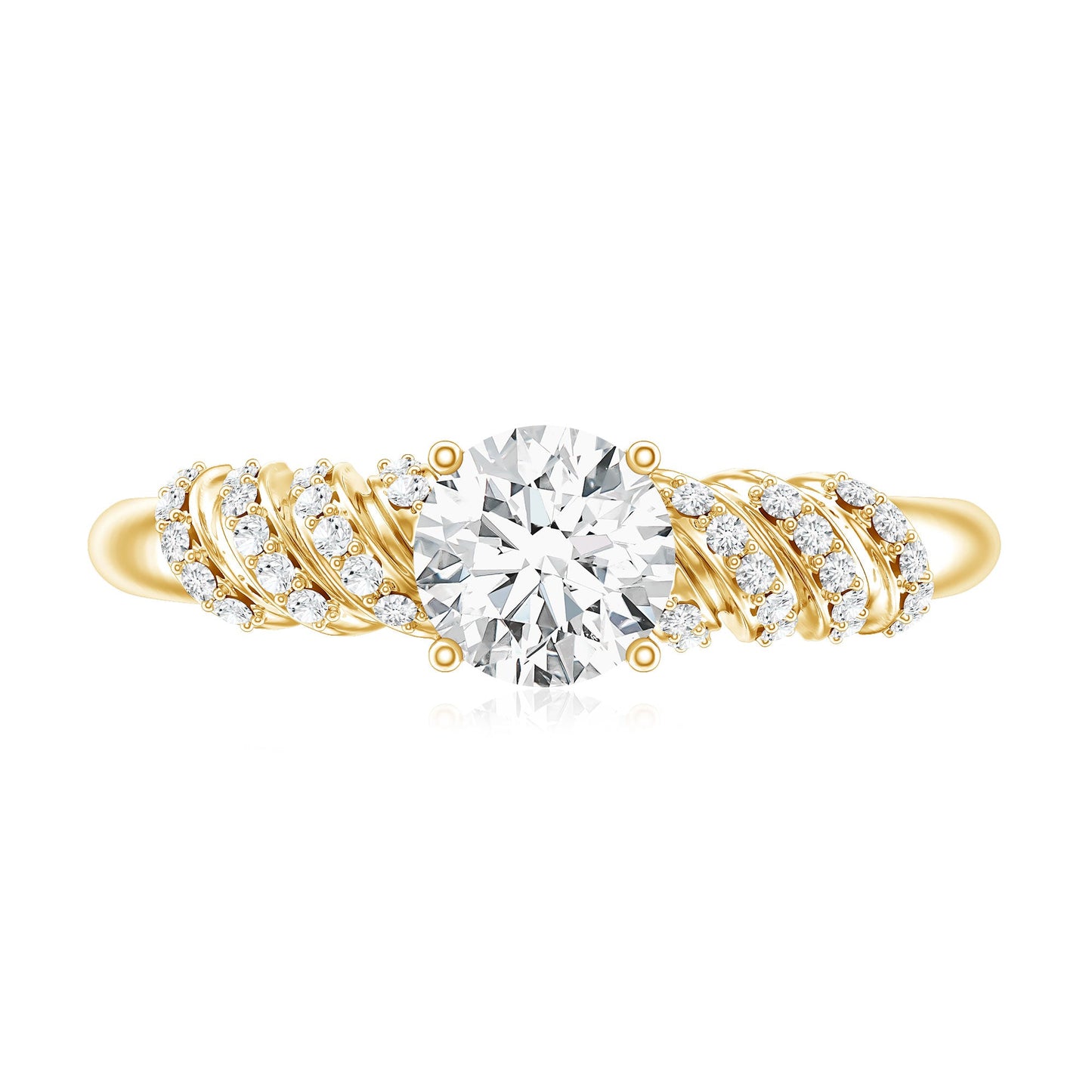 6 MM Lab Grown Diamond Designer Engagement Ring With Side Stones