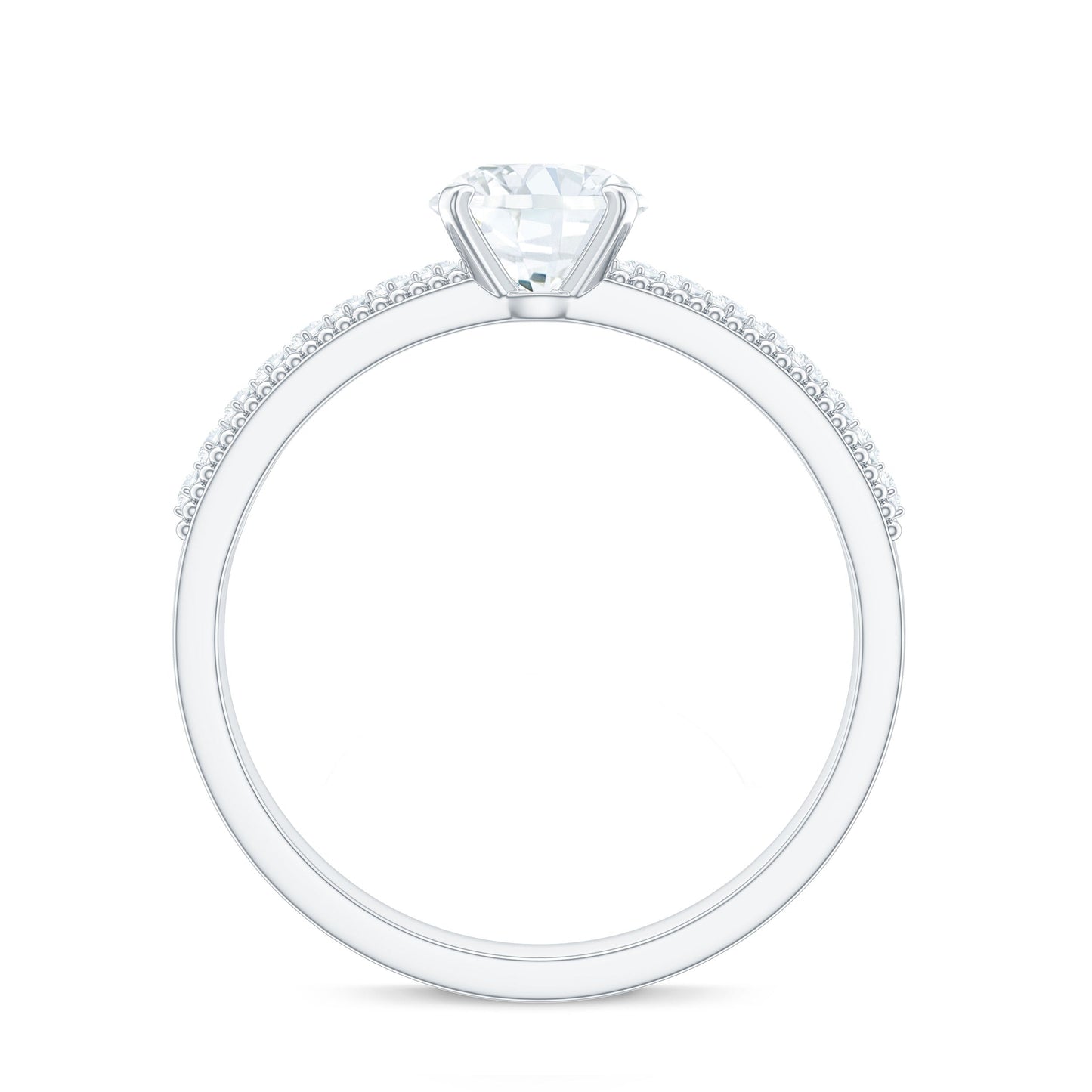 Certified 6 MM Lab Grown Diamond Engagement Ring with Side Stones
