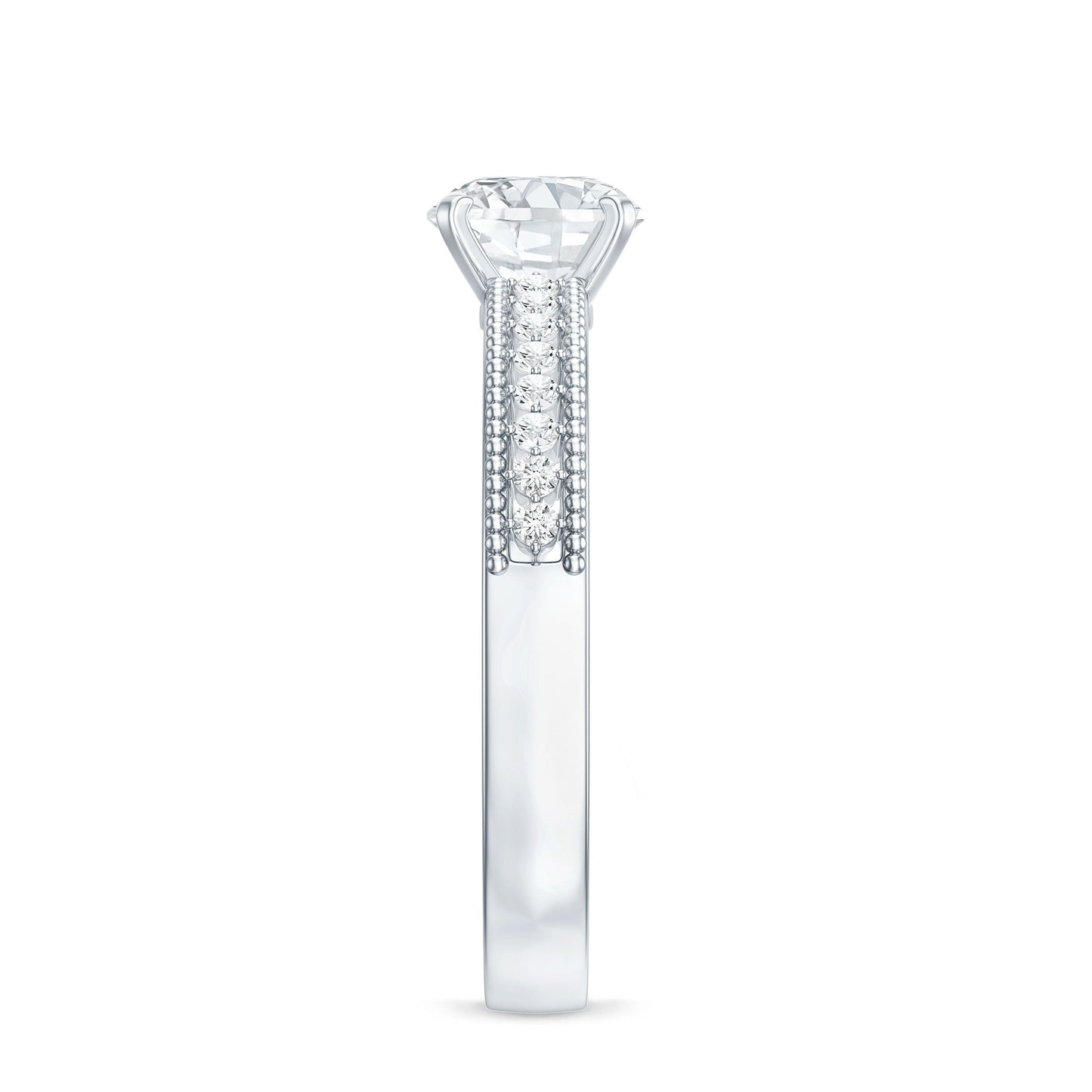 Certified 6 MM Lab Grown Diamond Engagement Ring with Side Stones
