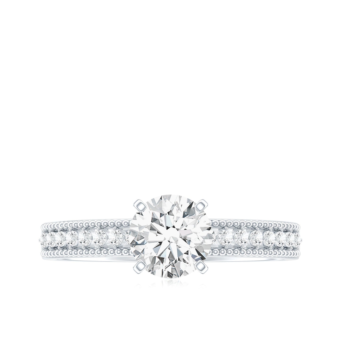 Certified 6 MM Lab Grown Diamond Engagement Ring with Side Stones