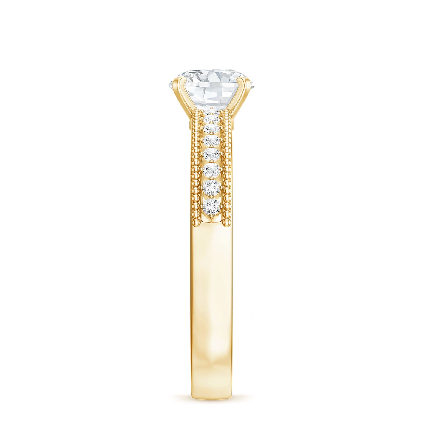 Certified 6 MM Lab Grown Diamond Engagement Ring with Side Stones