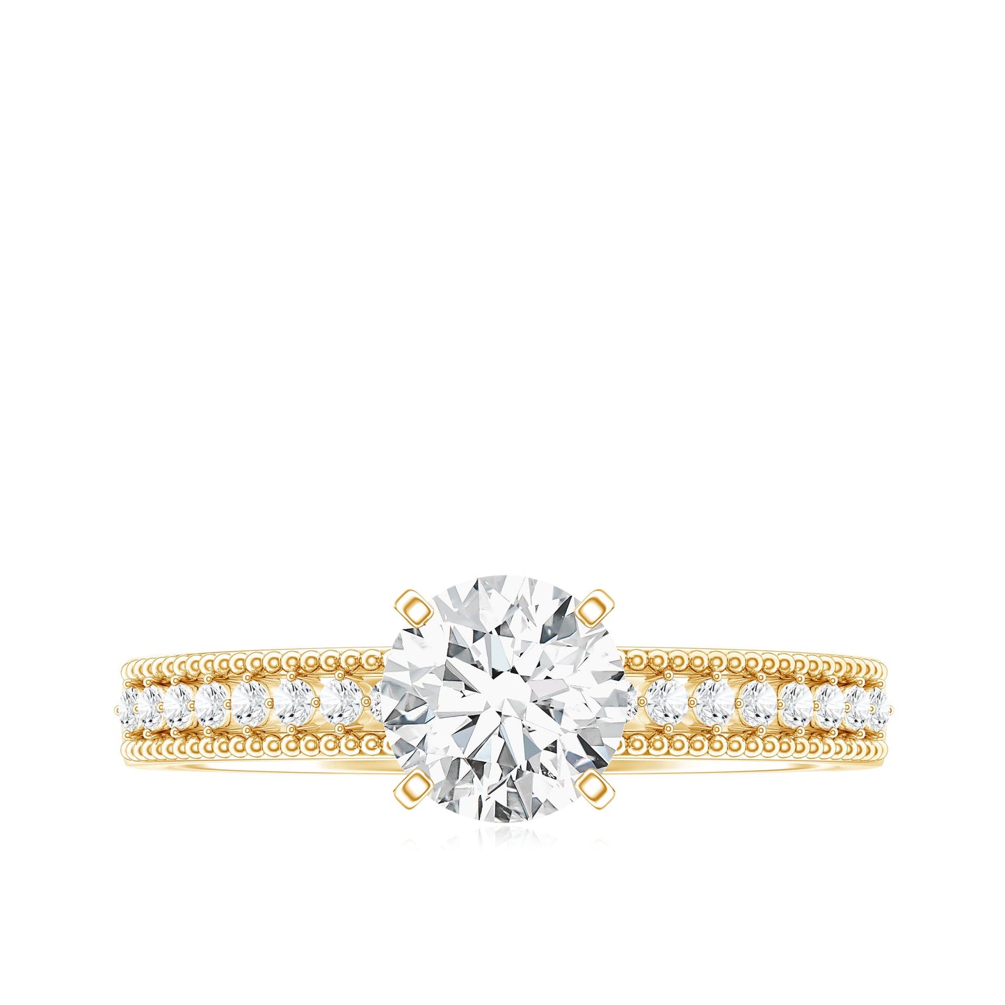 Certified 6 MM Lab Grown Diamond Engagement Ring with Side Stones