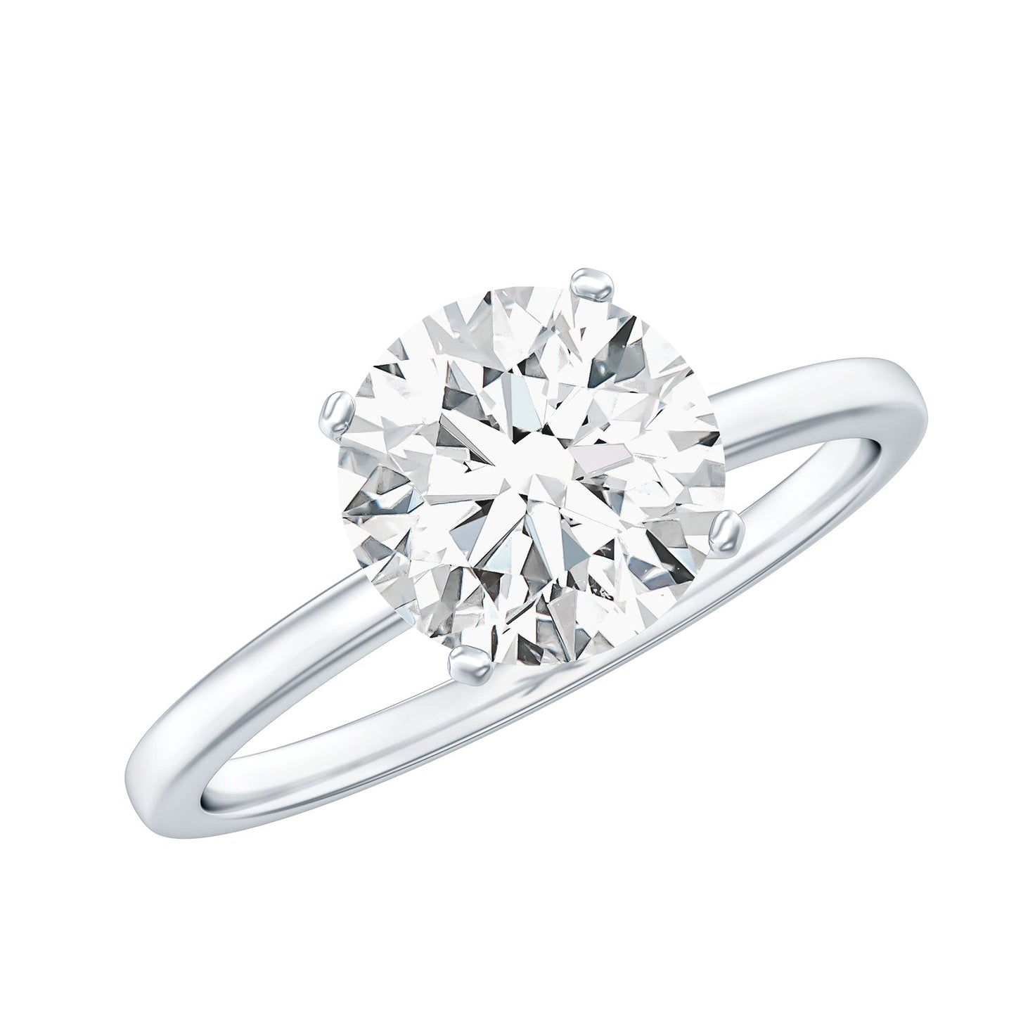 Certified 8 MM Round Lab Grown Diamond 4 Prong Engagement Ring
