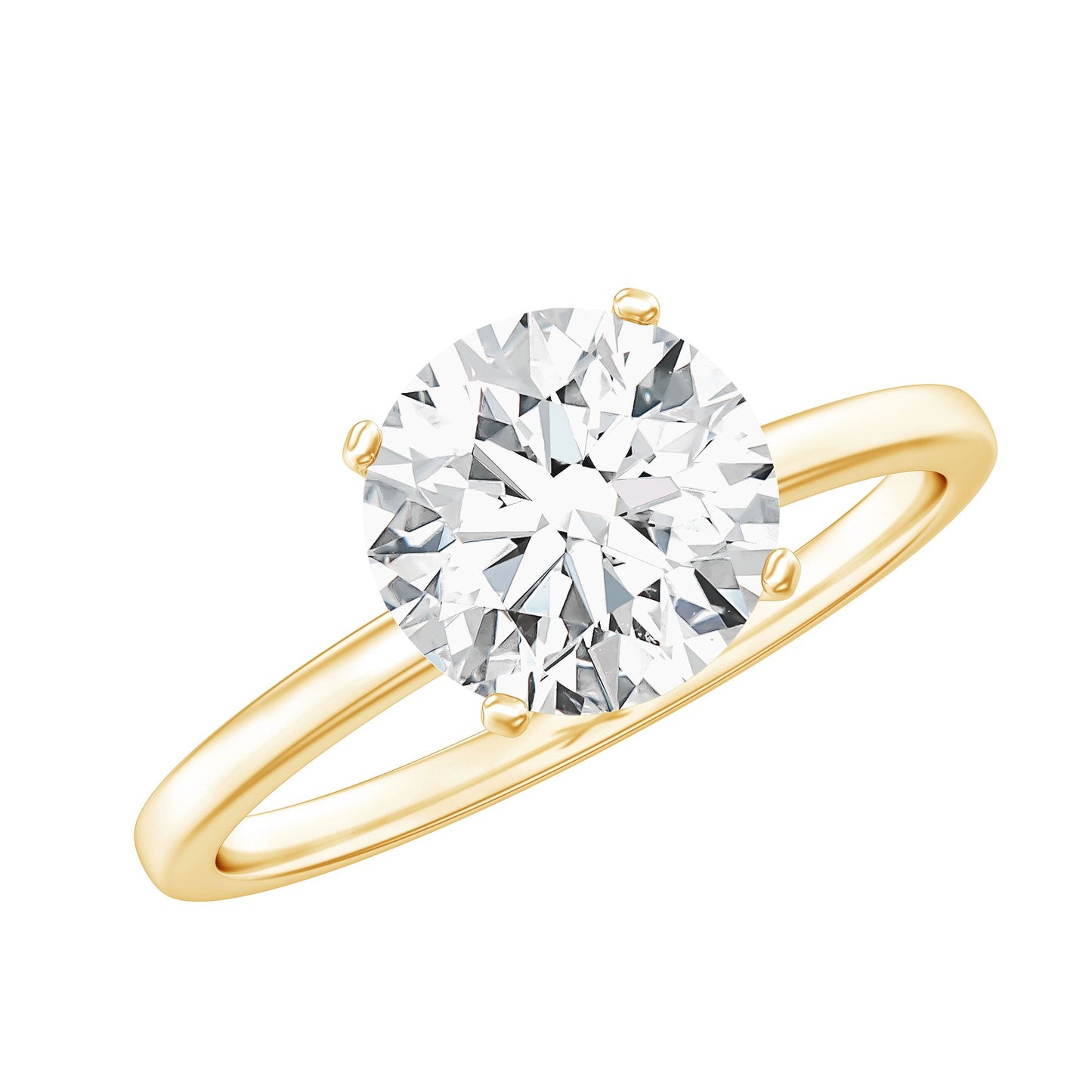 Certified 8 MM Round Lab Grown Diamond 4 Prong Engagement Ring