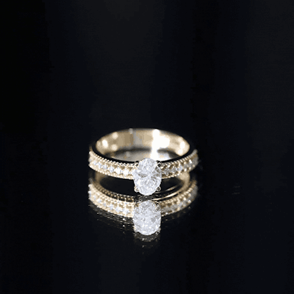 Certified 5X7 MM Oval Lab Grown Diamond Vintage Inspired Engagement Ring