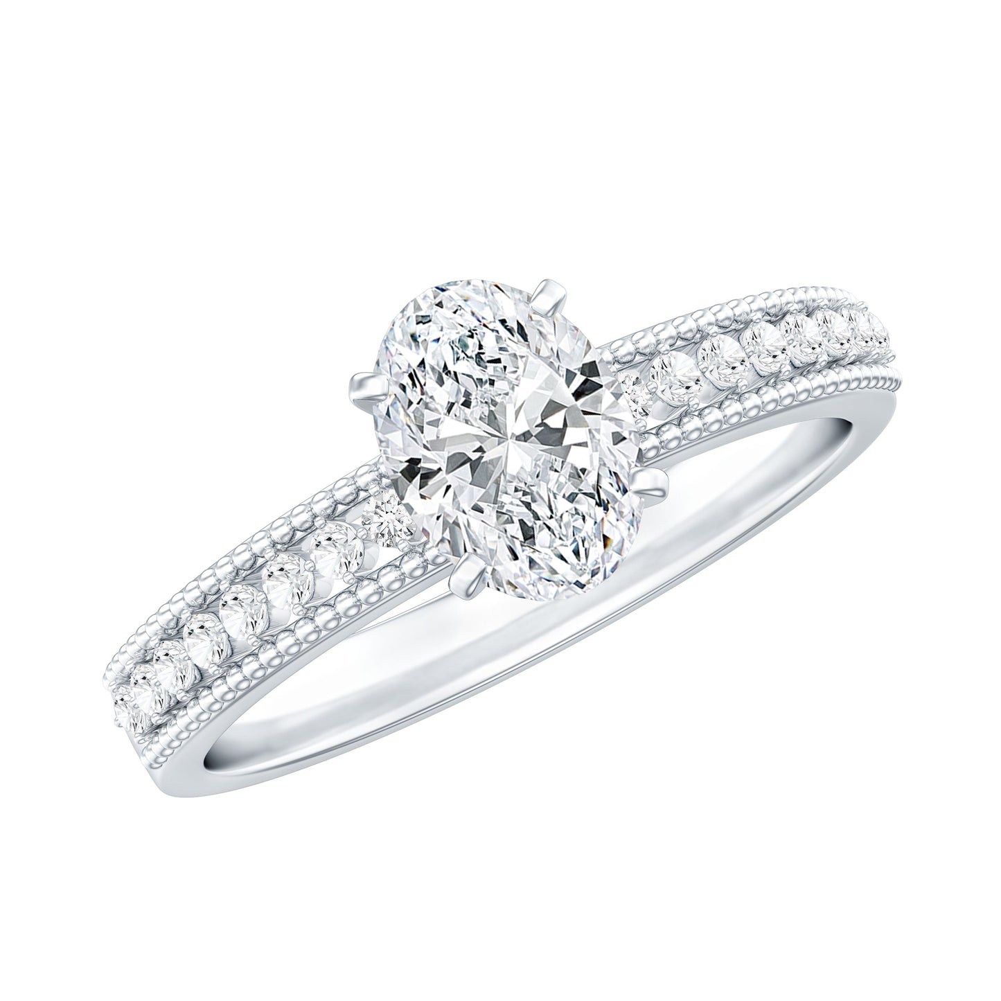 Certified 5X7 MM Oval Lab Grown Diamond Vintage Inspired Engagement Ring