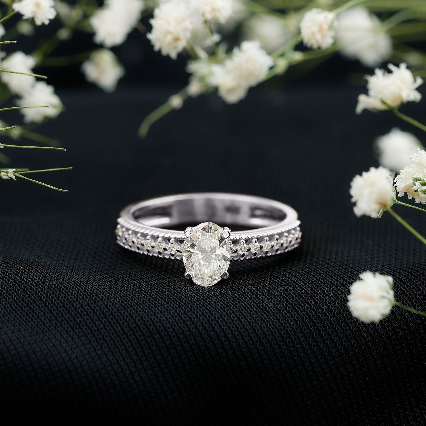 Certified 5X7 MM Oval Lab Grown Diamond Vintage Inspired Engagement Ring