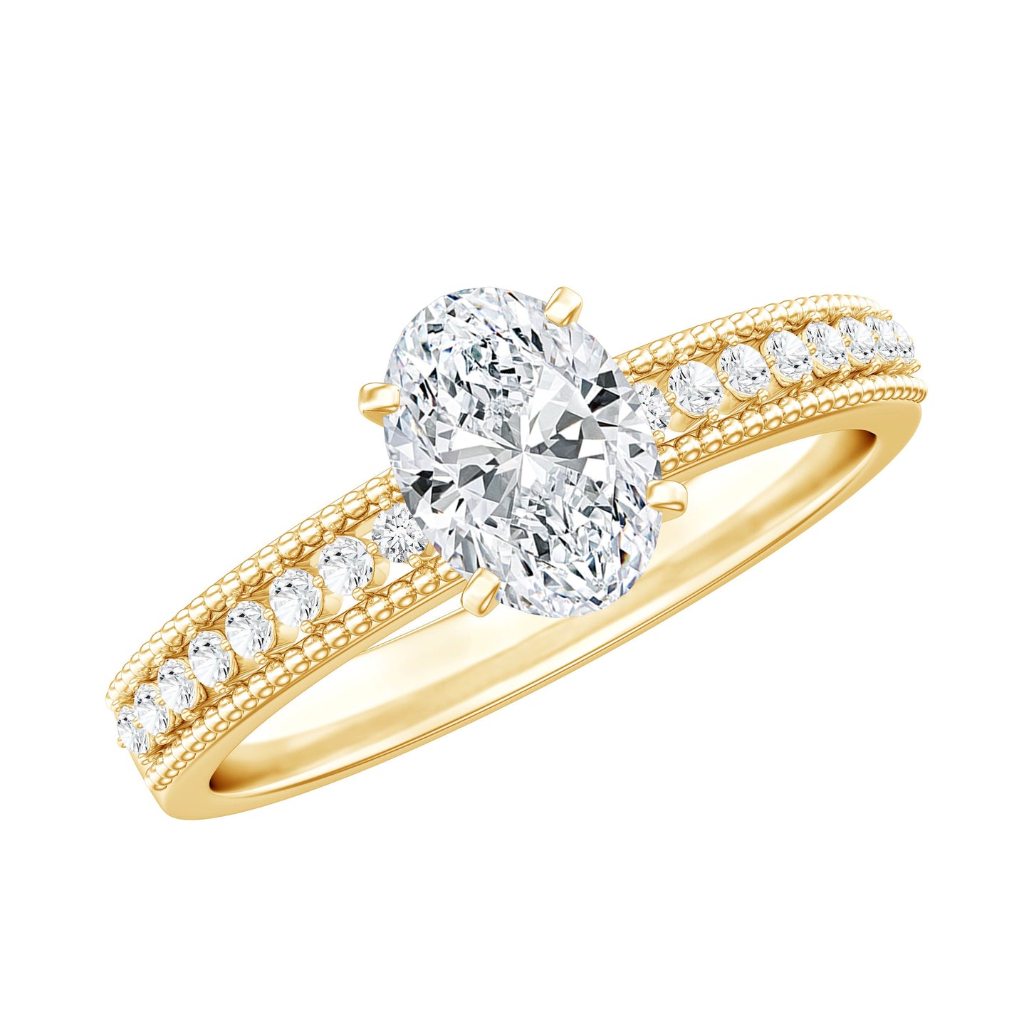 Certified 5X7 MM Oval Lab Grown Diamond Vintage Inspired Engagement Ring