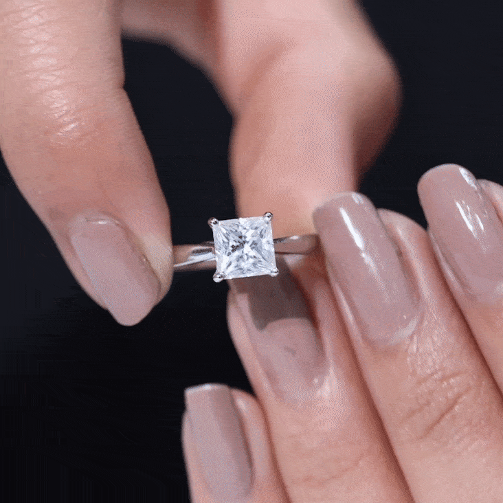 6 MM Princess Cut Lab Grown Diamond Solitaire Engagement Ring For Women