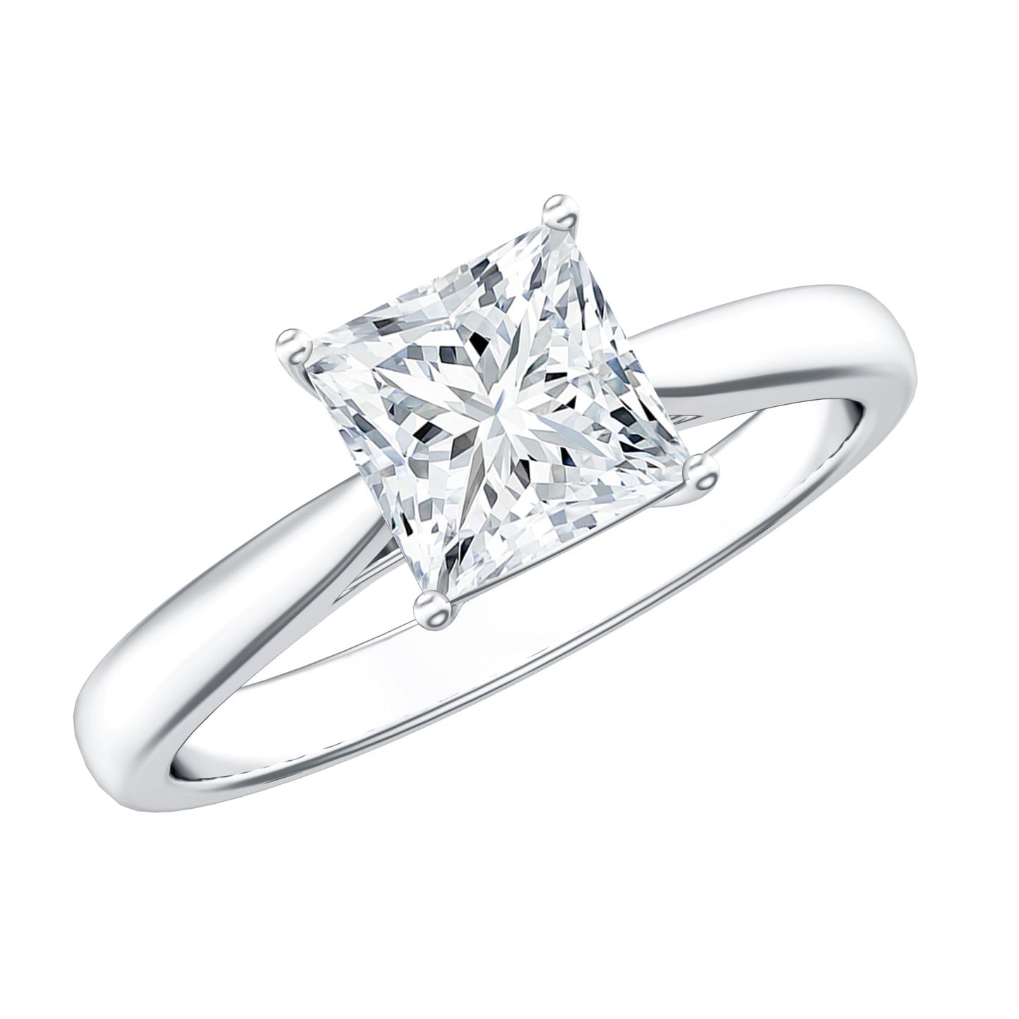 6 MM Princess Cut Lab Grown Diamond Solitaire Engagement Ring For Women