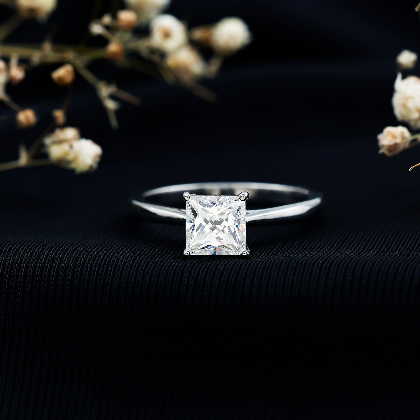 6 MM Princess Cut Lab Grown Diamond Solitaire Engagement Ring For Women